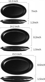 img 3 attached to Oval Serving Platters Set Of 3 - 12"/14"/15.5", Porcelain Tray For Entertaining, Party, Meat Appetizers & Desserts, Dishwasher & Oven Safe Matte Black