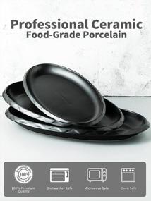 img 2 attached to Oval Serving Platters Set Of 3 - 12"/14"/15.5", Porcelain Tray For Entertaining, Party, Meat Appetizers & Desserts, Dishwasher & Oven Safe Matte Black