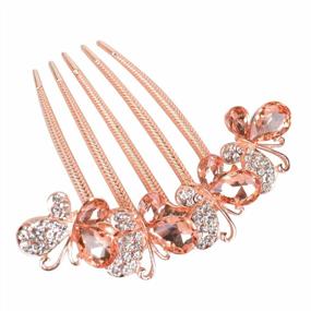 img 3 attached to Champagne Flower Rhinestone Hair Combs - Perfect Mother'S Day And Birthday Gift Accessory (Style B)
