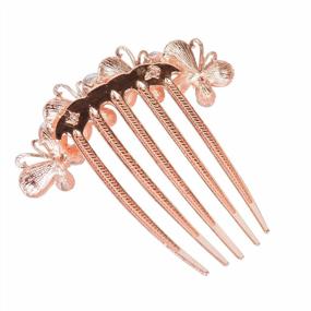 img 2 attached to Champagne Flower Rhinestone Hair Combs - Perfect Mother'S Day And Birthday Gift Accessory (Style B)