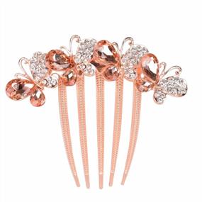 img 4 attached to Champagne Flower Rhinestone Hair Combs - Perfect Mother'S Day And Birthday Gift Accessory (Style B)