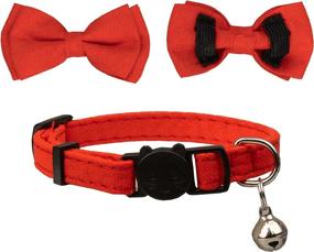 img 3 attached to 🐱 Gyapet Cat Collar with Bell Breakaway - Safety Bow Tie for Kittens, Puppies - Solid Color - Red - (1pc)