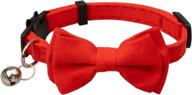 🐱 gyapet cat collar with bell breakaway - safety bow tie for kittens, puppies - solid color - red - (1pc) логотип