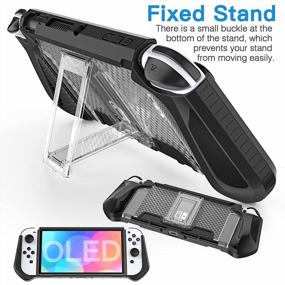 img 1 attached to HEYSTOP Switch OLED Case With Fixed Stand, TPU Protective Case Compatible With Nintendo Switch OLED Model Cover Case With 6 Pack Thumb Caps