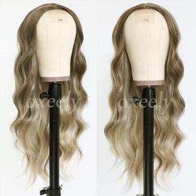 img 3 attached to Blonde Wavy Wig For Daily & Party Use - Oxeely Long Highlight Wig With Mixed Brown And Blonde Colors - Synthetic Heat Resistant Hair Wig For Women - Curly Wave Style - 22 Inch