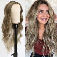 blonde wavy wig for daily & party use - oxeely long highlight wig with mixed brown and blonde colors - synthetic heat resistant hair wig for women - curly wave style - 22 inch logo