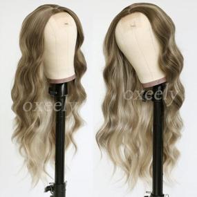 img 1 attached to Blonde Wavy Wig For Daily & Party Use - Oxeely Long Highlight Wig With Mixed Brown And Blonde Colors - Synthetic Heat Resistant Hair Wig For Women - Curly Wave Style - 22 Inch