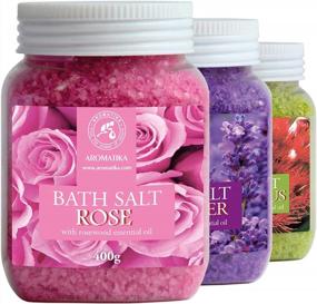 img 4 attached to 42 Oz Bath Salts Set - Lavender, Rose & Eucalyptus - 100% Natural For Sleep, Stress Relief & Relaxation