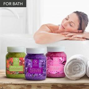 img 2 attached to 42 Oz Bath Salts Set - Lavender, Rose & Eucalyptus - 100% Natural For Sleep, Stress Relief & Relaxation