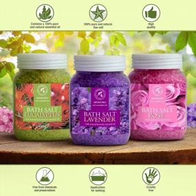 img 3 attached to 42 Oz Bath Salts Set - Lavender, Rose & Eucalyptus - 100% Natural For Sleep, Stress Relief & Relaxation