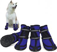 xs blue dog booties with anti-slip sole, adjustable straps for winter snow protection - sports running hiking pet shoes for medium large dogs логотип
