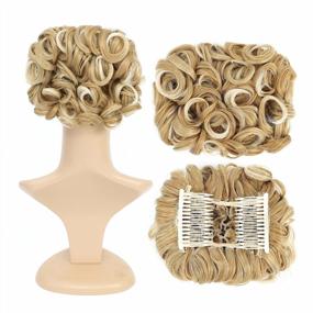img 4 attached to Get Effortlessly Stylish With SWACC Blonde Mixed-27T613# Short Messy Curly Bun Extension - Easy-To-Stretch Hair Combs Clip For Chignon Tray, Ponytail, And Scrunchie Hairpieces