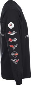 img 1 attached to JH DESIGN GROUP Men's Chevy Corvette C7 Long Sleeve Black T-Shirt: Front Back & Sleeve Logos in Focus