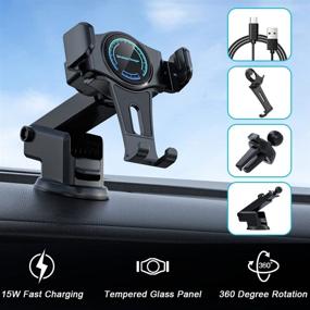 img 2 attached to 📱 15W Fast Wireless Charging Car Phone Holder Mount - Auto-Clamping, Qi Compatible with iPhone and Samsung - Windshield Dash & Air Vent Phone Mount with Wireless Charger