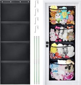 img 4 attached to 🐻 Black Over Door Stuffed Animal Storage Organizer by Adgoaler - Easy Installation and 4 Large Pockets for Stuff Animals