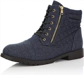 img 1 attached to Combat Boots For Women With Credit Card Pocket: DailyShoes Military Lace-Up And Buckle Ankle High Design