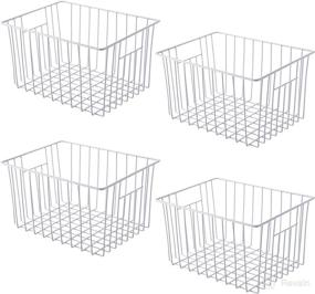 img 4 attached to Homics Metal Wire Baskets - Deep Freezer Storage Organizer Set of 4 with Handles for Kitchen, Refrigerator, Cabinets, Closets, Pantry and Bedroom