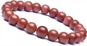 img 1 attached to Эластичные браслеты из натурального бисера диаметром 8 мм для женщин и мужчин - Совершенные духовные и модные аксессуары от CandyFancy
