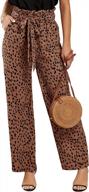 sysea womens high waisted leopard print palazzo pants belted wide leg long trousers with pockets logo