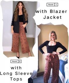 img 3 attached to SySea Womens High Waisted Leopard Print Palazzo Pants Belted Wide Leg Long Trousers With Pockets