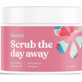 img 4 attached to Experience Rejuvenation With ASUTRA Dead Sea Salt Body Scrub Exfoliator (Jasmine Scent) - Now In 16 Oz Size With Ultra-Hydrating Coconut, Jasmine, And Frankincense Oils Plus Free Wooden Spoon!