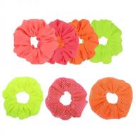 miaiulia 80s neon hair ties fluorescent scrunchies sequin scrunchie solid elastic hair scrunchy chiffon sparkly rubber hair bands ponytail scrunchy (fluorescent2) logo