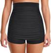 high-waisted swim shorts with tummy control for women | shirred swimwear bottoms for tankinis and bikinis from mycoco logo