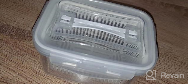 img 1 attached to Fruit Vegetable Produce Storage Saver Containers With Lid & Colander BPA-Free Plastic Fresh Keeper Set Refrigerator Fridge Organizer For Salad Berry Lettuce Food Meat Fish Celery - 3 Packs White review by Pauly Blake