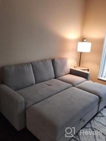 img 5 attached to Преобразуйте свое жилое пространство с HONBAY серого секционного дивана и пуфа - модульного набора Ш-образного дивана, идеально подходящего для левых или правых площадей!