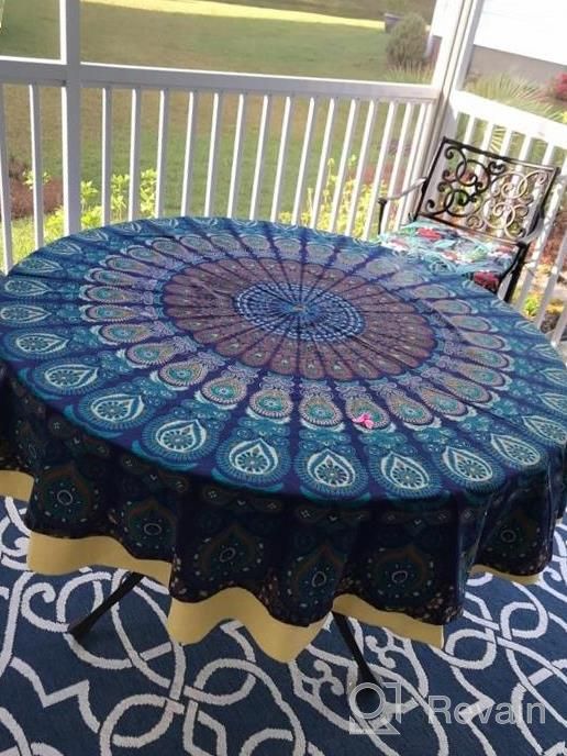 img 1 attached to Folkulture Bohemian Mandala Round Beach Blanket & Yoga Mat: A Versatile Boho Home Decor In Blue - 72 Inches review by Helena Cheatham