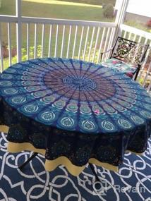 img 8 attached to Folkulture Bohemian Mandala Round Beach Blanket & Yoga Mat: A Versatile Boho Home Decor In Blue - 72 Inches