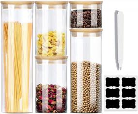 img 4 attached to Organize Your Pantry With Luvan'S 5-Pack Glass Jars With Bamboo Lids For Snacks, Cereal, And Pasta