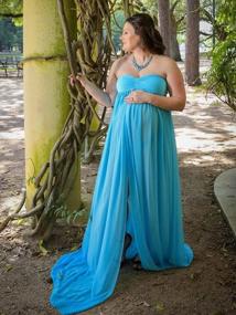 img 1 attached to Maternity Off Shoulder Strapless Chiffon Dress For Photography Photoshoot Split Front Gown