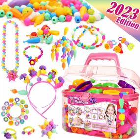 img 4 attached to FUNZBO Snap Pop Beads For Girls - Kids Jewelry Making Kit For DIY Bracelets, Necklaces, Hairbands And Rings - Art And Craft Kit For Creative Play - Ideal For Girls Aged 3-8 Years Old