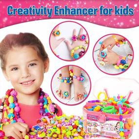 img 3 attached to FUNZBO Snap Pop Beads For Girls - Kids Jewelry Making Kit For DIY Bracelets, Necklaces, Hairbands And Rings - Art And Craft Kit For Creative Play - Ideal For Girls Aged 3-8 Years Old