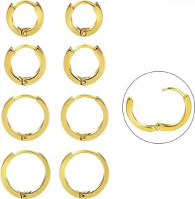 img 4 attached to Women'S Gold Chunky Hoop Earrings Set - Hypoallergenic, Thick Open Small Huggie Cartilage Jewelry For Birthday Gifts
