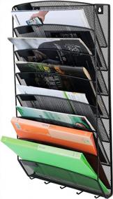 img 2 attached to Samstar 8 Pocket Mesh Wall File Organizer For Efficient Paper And Magazine Storage, Black