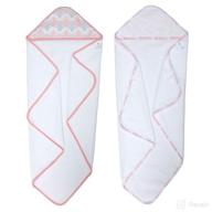 👶 soft and cozy 2 pack baby hooded towel set with pink trim - perfect for bath time! logo