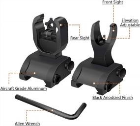 img 1 attached to Black Flip Up Battle Sights - Front & Rear Iron Sights For Picatinny & Weaver Rails | AWOTAC