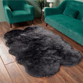 img 4 attached to Luxury 4X6 Ft Faux Fur Fluffy Rugs - Plush Sheepskin Carpet For Bedroom & Living Room Home Decor