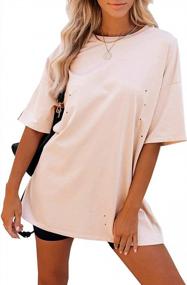 img 4 attached to Stylish And Comfortable: Get The IRISGOD Women'S Oversized Distressed T-Shirt For Casual Everyday Wear