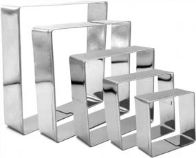 img 3 attached to Set Of 5 Stainless Steel Square Cookie Cutters With Depths Up To 1 Inch - Ideal For Biscuits, Fondant, And Pastry - Sizes Include 2", 2.5", 3", 3.5", And 4