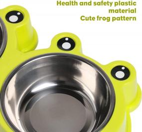 img 1 attached to Premium Stainless Steel Double Dog Cat Bowls With No-Slip Base - Cute Modeling Pet Food And Water Feeder For Dogs, Cats, Rabbits, And Other Pets