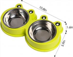 img 3 attached to Premium Stainless Steel Double Dog Cat Bowls With No-Slip Base - Cute Modeling Pet Food And Water Feeder For Dogs, Cats, Rabbits, And Other Pets