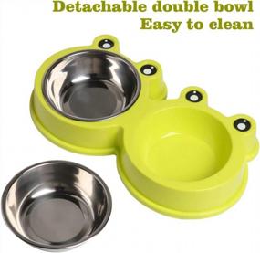 img 2 attached to Premium Stainless Steel Double Dog Cat Bowls With No-Slip Base - Cute Modeling Pet Food And Water Feeder For Dogs, Cats, Rabbits, And Other Pets