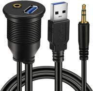 batige usb 3.0 & 3.5mm car mount flush cable - waterproof 6ft extension for car, boat & motorcycle logo