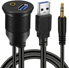 img 4 attached to BATIGE USB 3.0 & 3.5mm Car Mount Flush Cable - Waterproof 6ft Extension for Car, Boat & Motorcycle