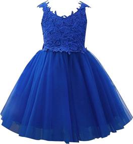 img 1 attached to 👗 ABAO SISTER Applique Shoulder Bridesmaid Girls' Clothing Dresses