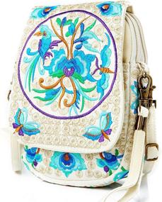 img 3 attached to Embroidery Flowers Crossbody Messenger Cellphone Women's Handbags & Wallets at Crossbody Bags