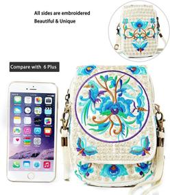 img 1 attached to Embroidery Flowers Crossbody Messenger Cellphone Women's Handbags & Wallets at Crossbody Bags